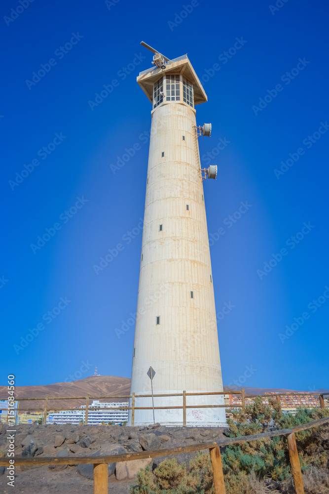 Spain, Fuerteventura, 19/12/2024: view of Morro Jable Lighthouse Spain, Fuerteventura, 19/12/2024: view of Morro Jable Lighthouse