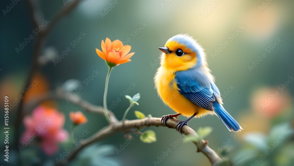 Little bird on a blur background Little bird on a blur background