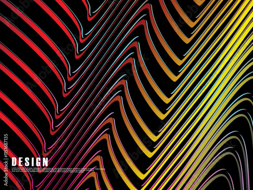 Abstract vector wavy light lines flowing dynamic colorful. isolated on black background for concept of energy, technology, digital, science, music, etc.