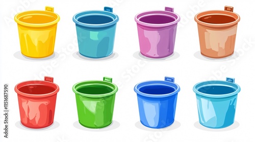 Wallpaper Mural Vibrant Colorful Paint Buckets Vector Isolated on White Background Torontodigital.ca