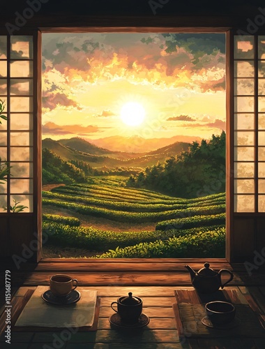 sunset at the temple