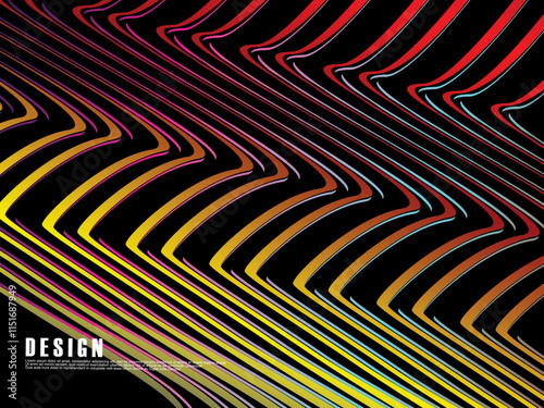 Abstract vector wavy light lines flowing dynamic colorful. isolated on black background for concept of energy, technology, digital, science, music, etc.