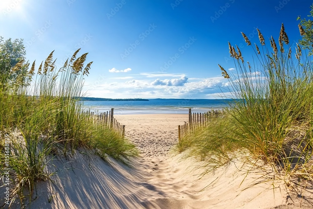 Tranquil Beach Path: A Summer's Day Escape Tranquil Beach Path: A Summer's Day Escape