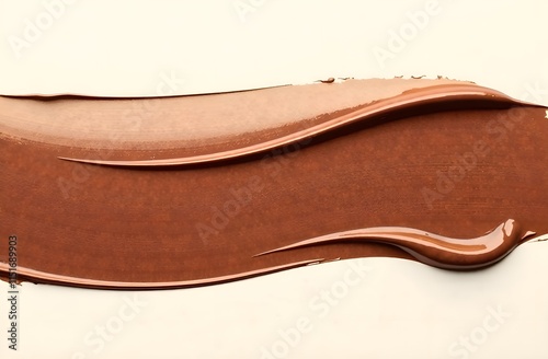 Stroke of oil paint in color of the year mocha mousse white background