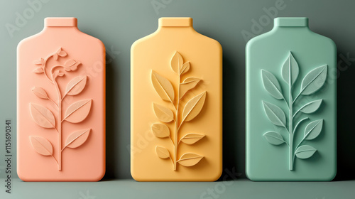 Fresh organic, Eco-friendly 3D design of organic soap packaging, showcasing sustainable materials and modern aesthetics for environmentally conscious consumers. photo