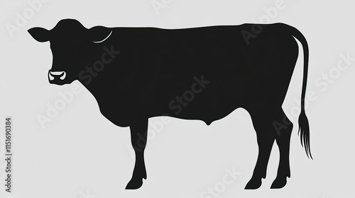 A silhouette of a cow against a simple background, highlighting its distinctive shape and features.