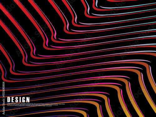 Abstract vector wavy light lines flowing dynamic colorful. isolated on black background for concept of energy, technology, digital, science, music, etc.