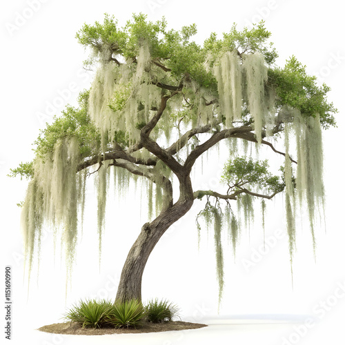 Spanish moss is a gray-green epiphytic plant that hangs from tree branches