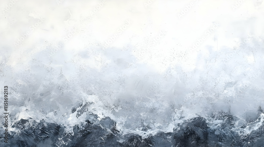 Abstract Mountain Landscape: Serene Blues and Whites