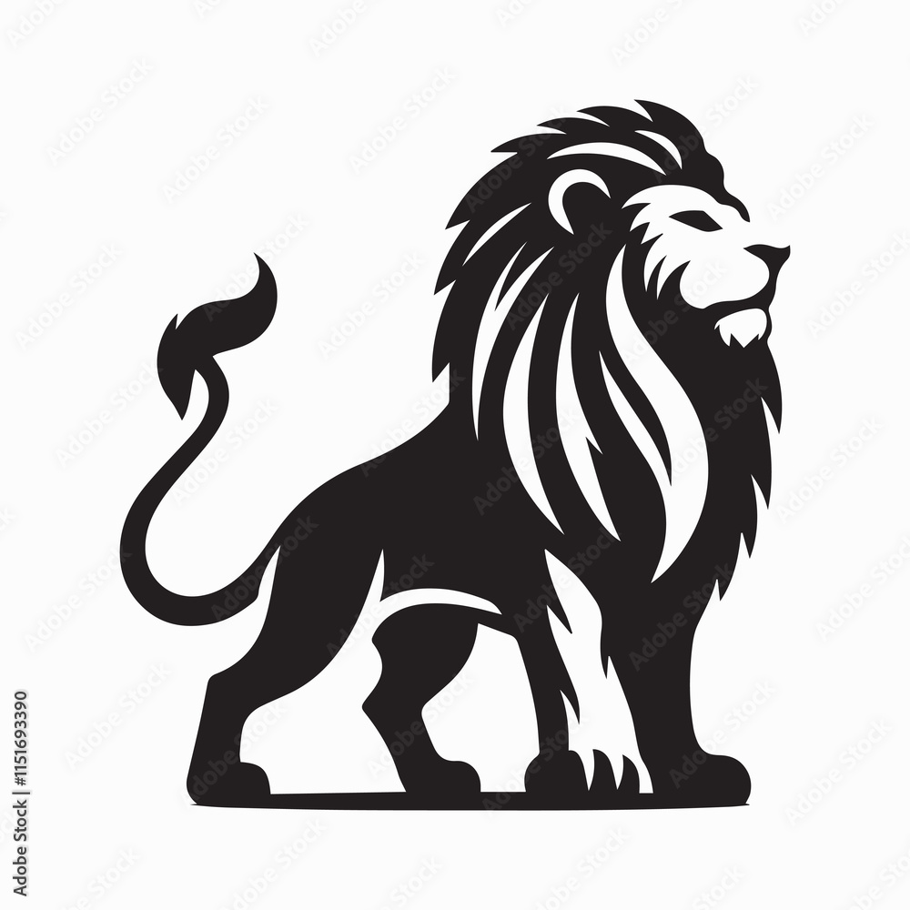 Obraz premium black Lion vector, Lion logo vector icon, Lion illustration design, Lion silhouette vector black and white