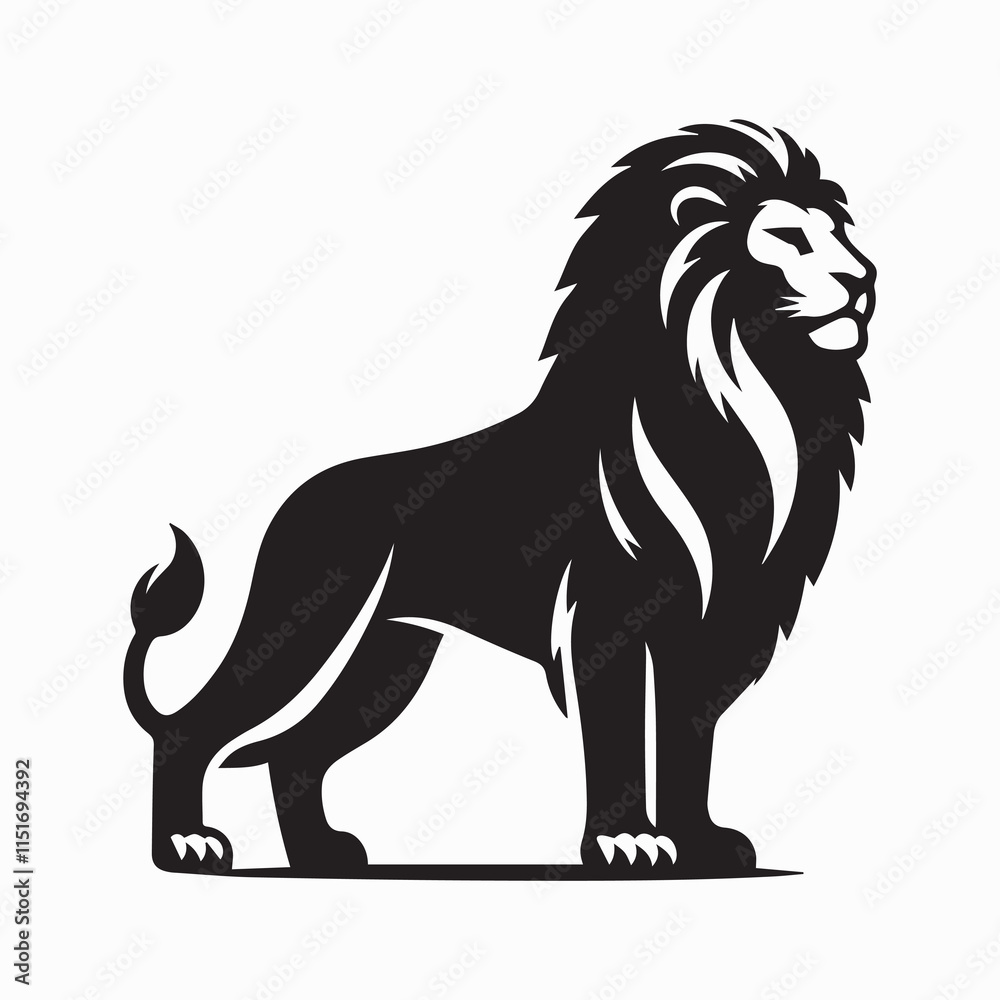 Fototapeta premium black Lion vector, Lion logo vector icon, Lion illustration design, Lion silhouette vector black and white