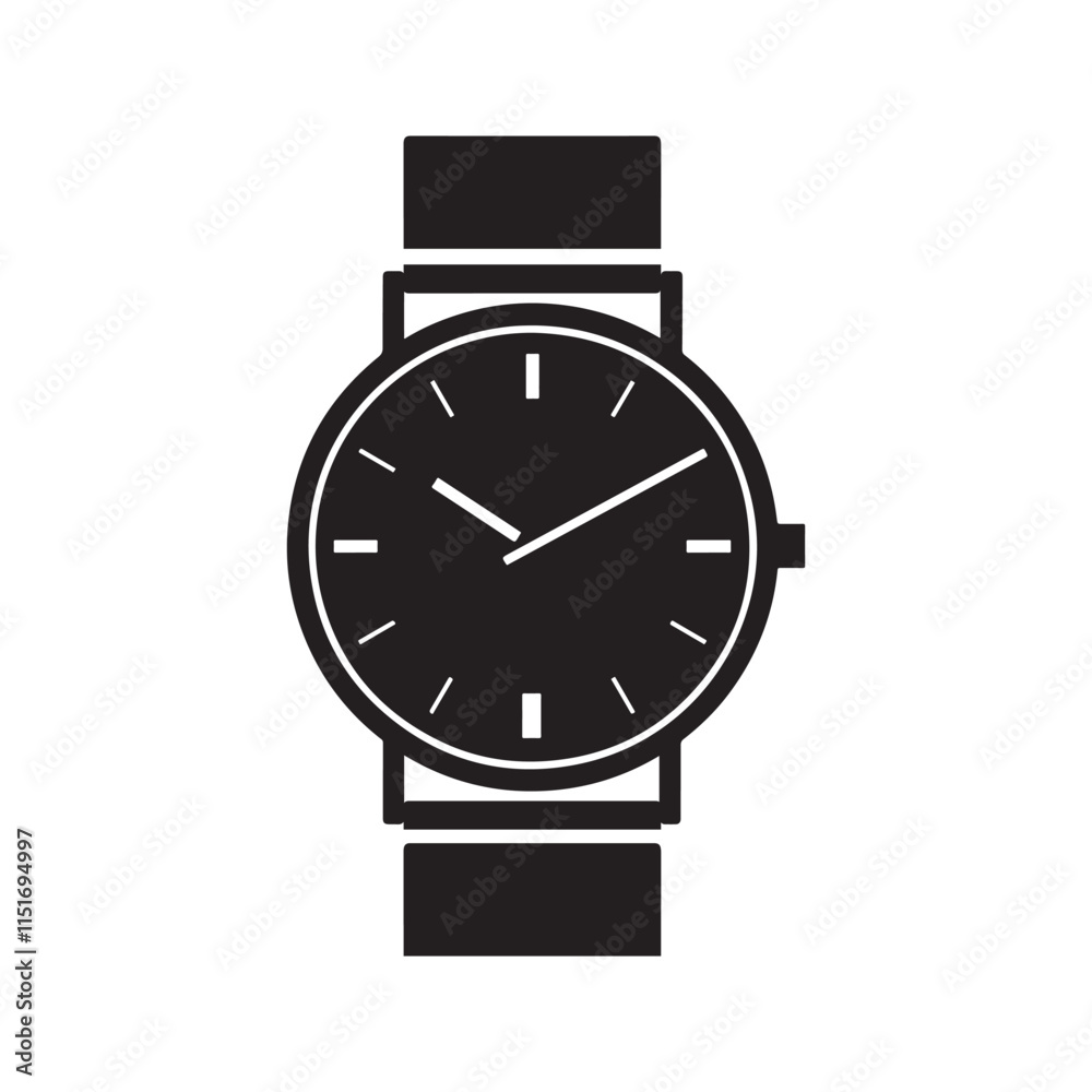 Watch silhouette vector icon illustration Watch silhouette vector icon illustration