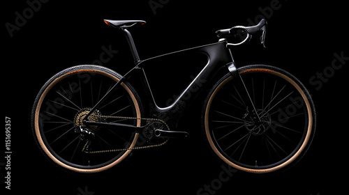 Sleek Black Carbon Fiber Road Bike: A Stunning Ride photo