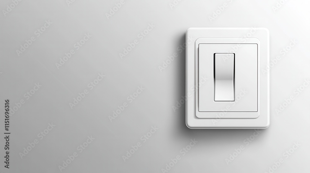 White light switch on a wall; clean design. Perfect for home improvement, electrical, or technology websites. White light switch on a wall; clean design. Perfect for home improvement, electrical, or technology websites.