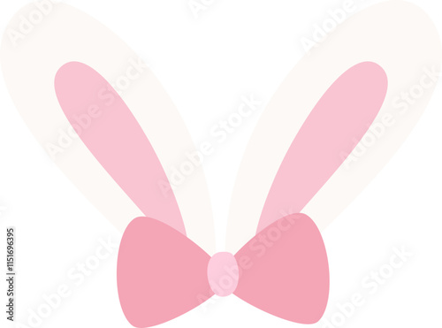 Bunny ears and bow tie flat vector.
Isolated cute cute rabbit ears.
Transparent background.