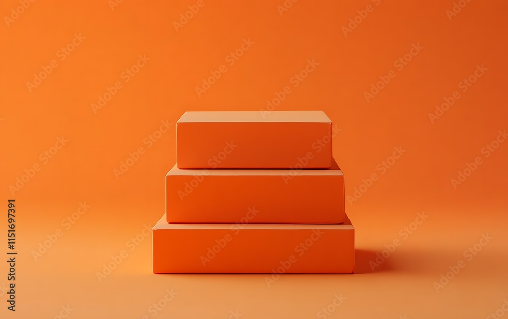 Three orange cubes stacked, minimalist product display. Three orange cubes stacked, minimalist product display.