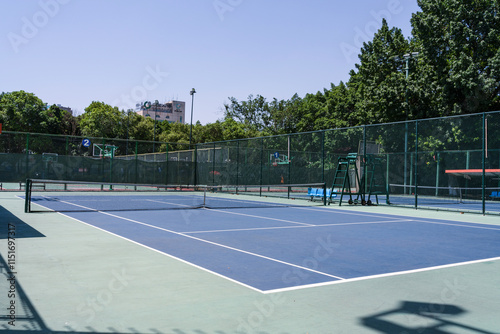 Outdoor tennis court in Deyang Gymnasium, Sichuan Province, China photo