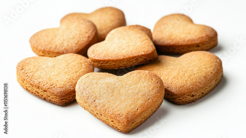 Heart shaped cookies arranged in delightful pile, perfect for sharing