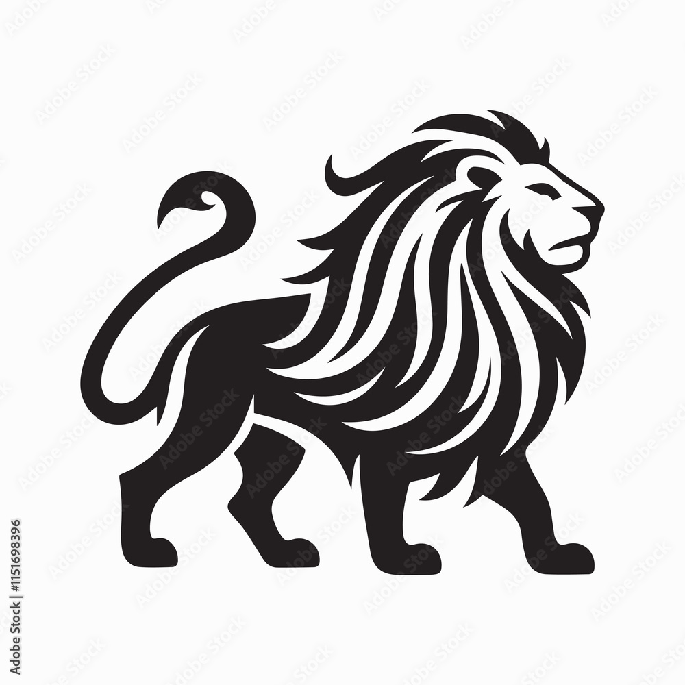 Fototapeta premium black Lion vector, Lion logo vector icon, Lion illustration design, Lion silhouette vector black and white