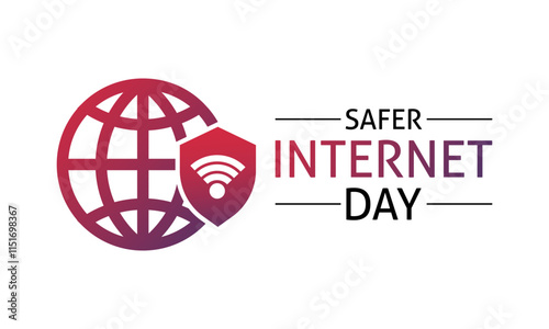 Safer Internet Day Vector illustration Banner background design template. cyber security awareness with Padlock design. vector. Eps 10.