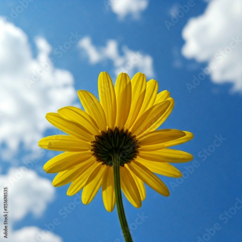 yellow flower against blue sky