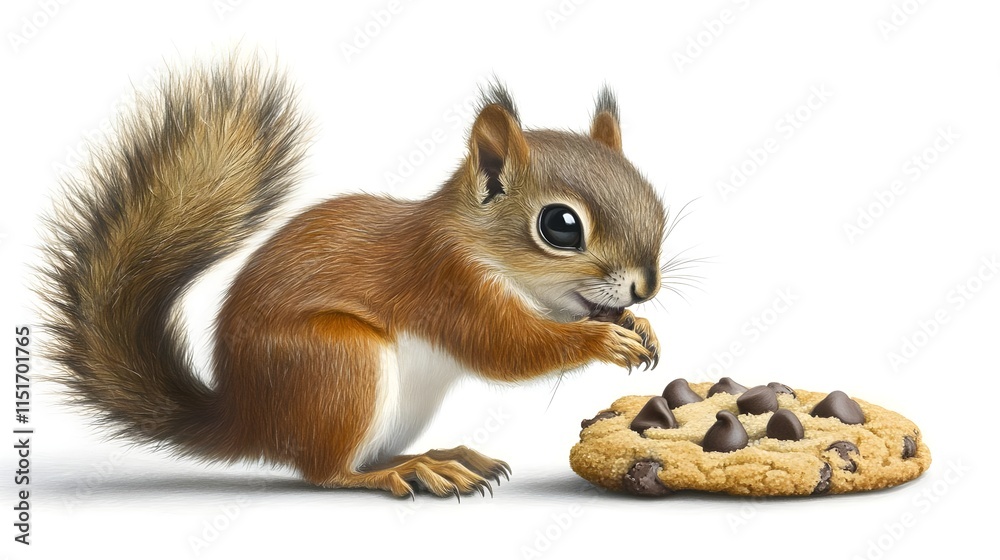 Obraz premium Adorable Little Squirrel with Cookie in Watercolor Style Illustration