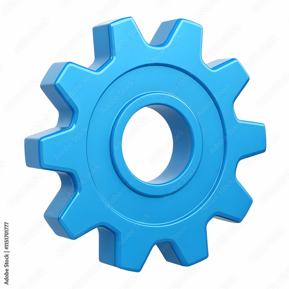 A blue gear icon represents settings, configuration, A blue gear icon represents settings, configuration,