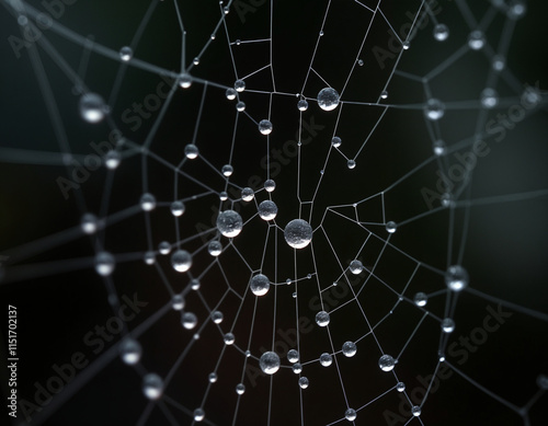 spider web with dew drops