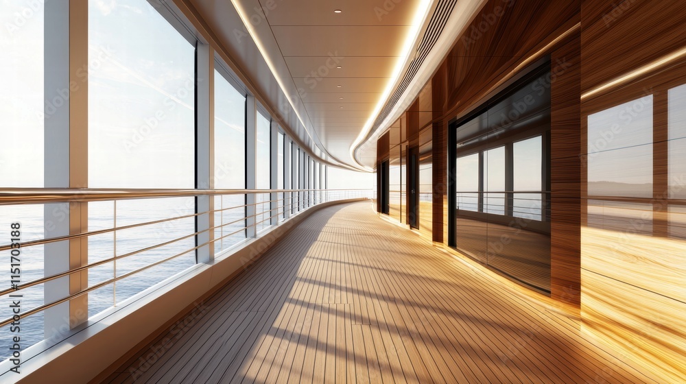 Obraz premium Modern cruise ship interior with panoramic ocean views