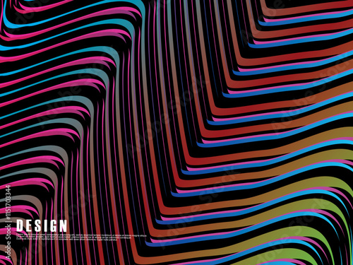 Abstract vector wavy light lines flowing dynamic colorful. isolated on black background for concept of energy, technology, digital, science, music, etc.