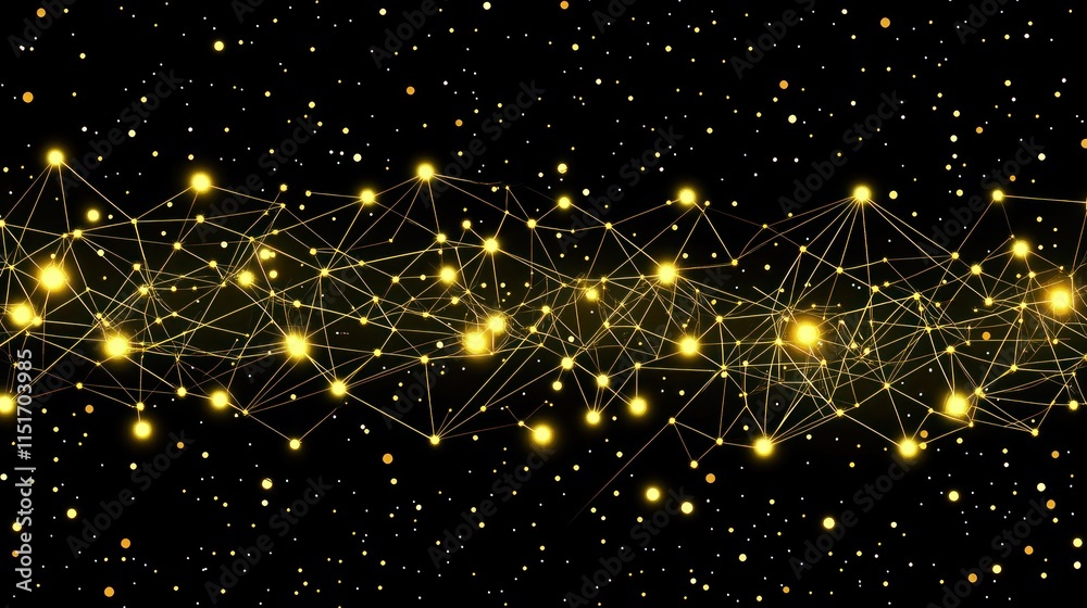 Fototapeta premium Golden Constellation Network: Abstract Digital Art