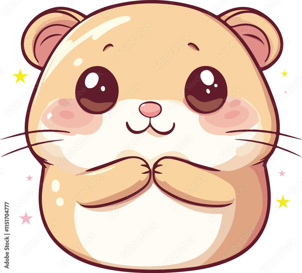 Obraz premium Cute hamster holding the cheek muscot style cartoon vector On white background