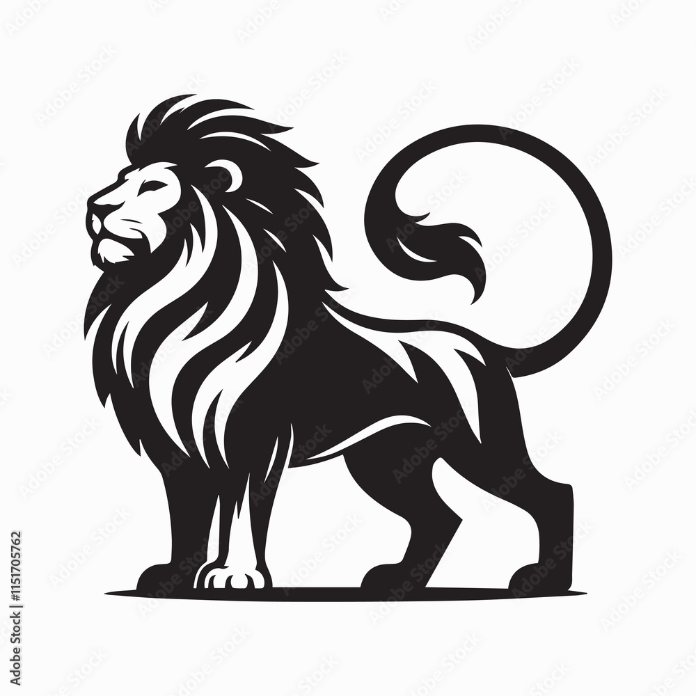 Fototapeta premium black Lion vector, Lion logo vector icon, Lion illustration design, Lion silhouette vector black and white