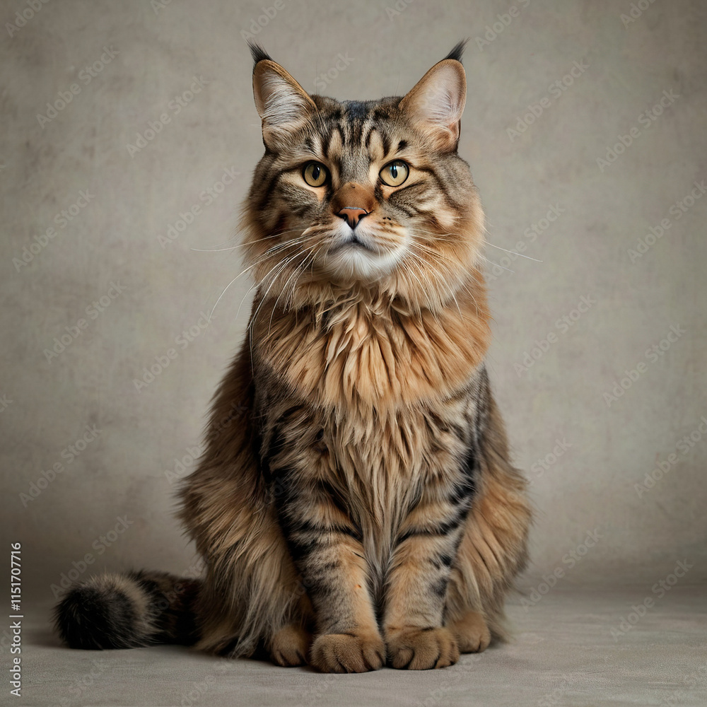 Obraz premium Furry cat sitting, pet portrait