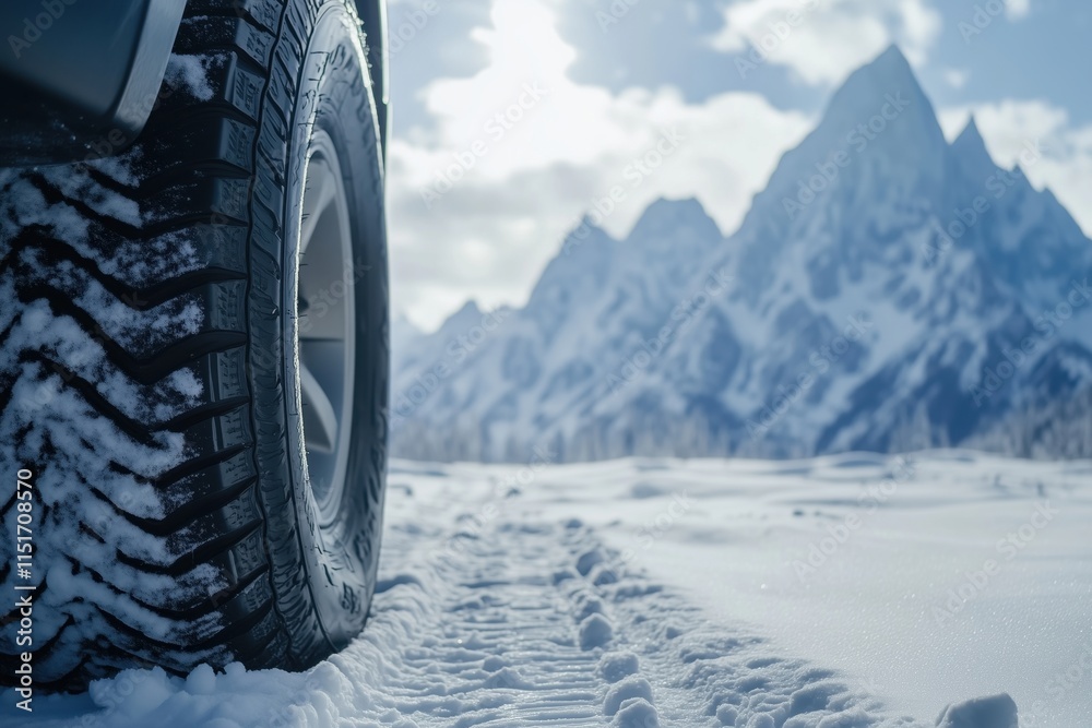wheels rolling in the snow , demonstration of winter tires wheels rolling in the snow , demonstration of winter tires