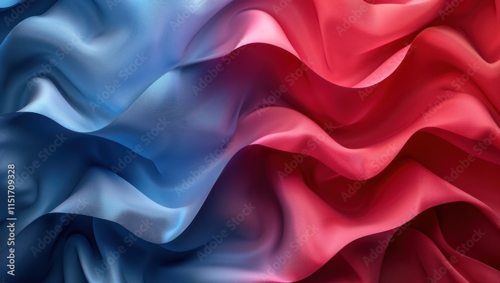 Obraz premium Abstract Blue and Red Fabric Waves