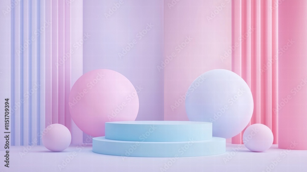 Soft pastel geometric display for product showcase Soft pastel geometric display for product showcase