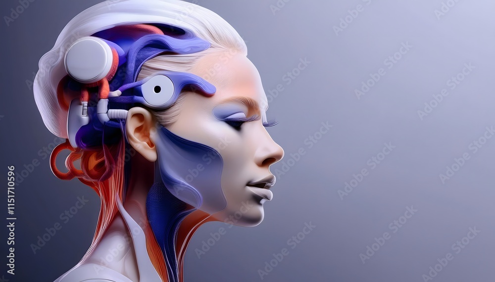 Future Consumer and technology concept: AI-generated art, machine and human creativity fusion.