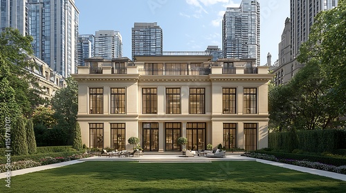 Wallpaper Mural Elegant City Mansion with Expansive Backyard Garden Torontodigital.ca