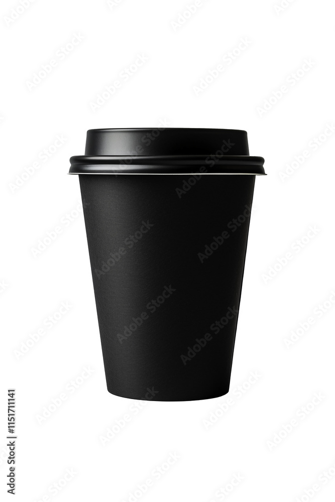 a black coffee cup with a lid