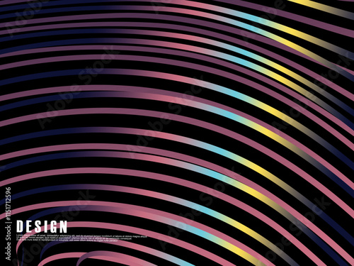 Abstract vector wavy light lines flowing dynamic colorful. isolated on black background for concept of energy, technology, digital, science, music, etc.