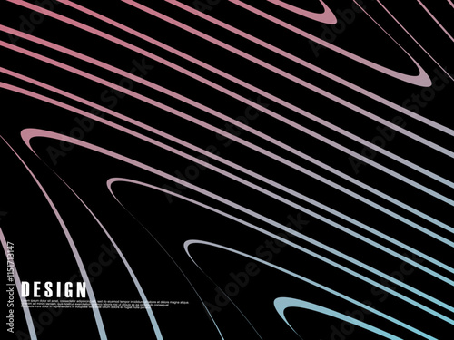 Abstract vector wavy light lines flowing dynamic colorful. isolated on black background for concept of energy, technology, digital, science, music, etc.