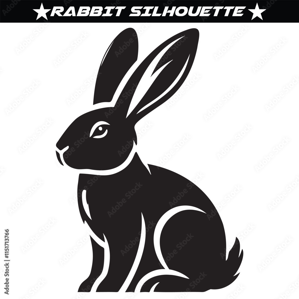 Fototapeta premium Rabbit silhouette isolated on a white background