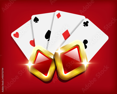 Cards fan with card suits icon. Vector clipart.