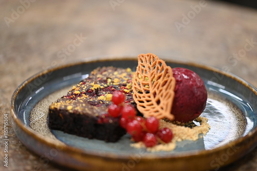 delicious chocolate brownies with berries