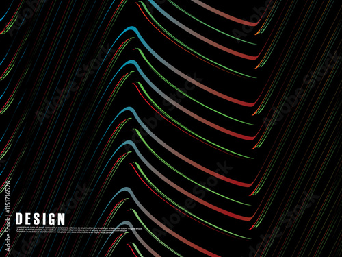 Abstract vector wavy light lines flowing dynamic colorful. isolated on black background for concept of energy, technology, digital, science, music, etc.