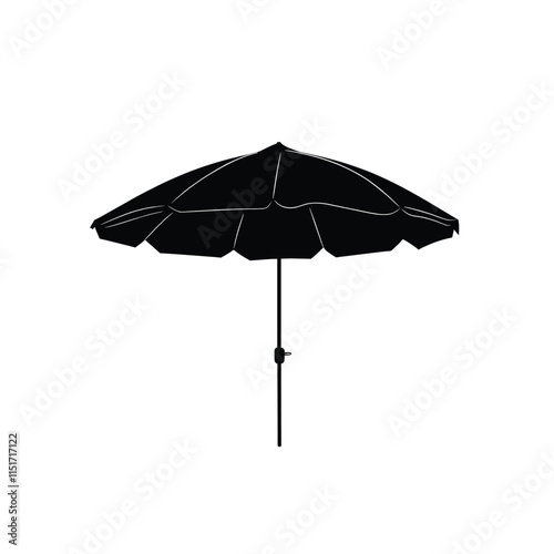 beach umbrella made of straw and reed for shade illustration isolated on white background
