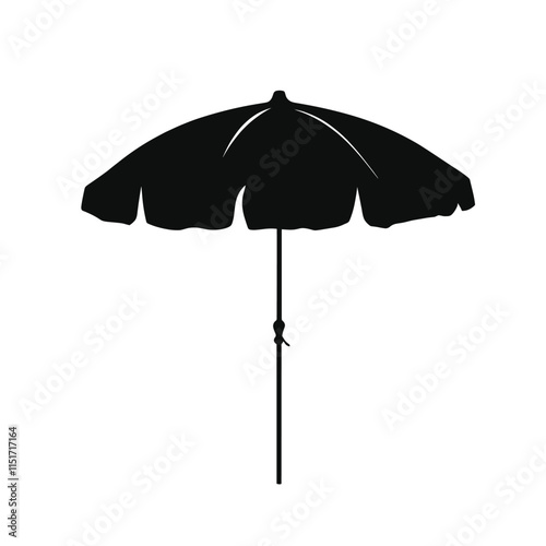 beach umbrella made of straw and reed for shade illustration isolated on white background
