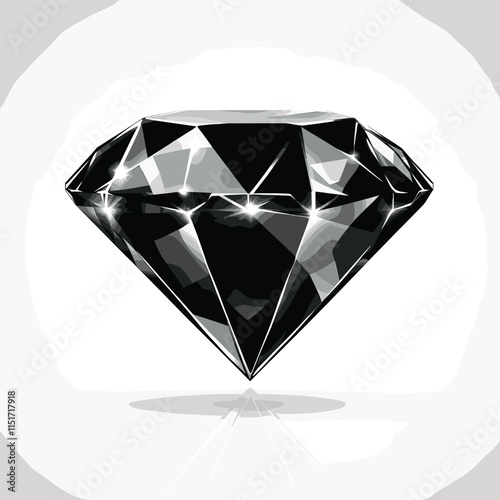 Black sapphire, brilliant on white background

