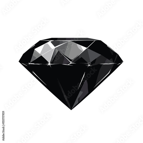 Black sapphire, brilliant on white background
